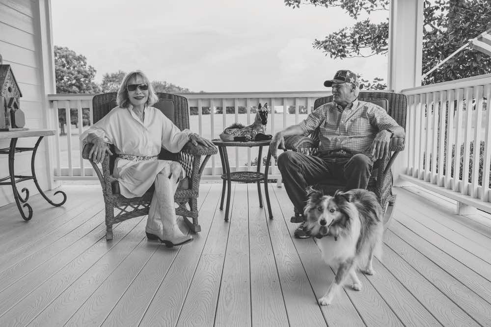 susan lovelace, farm, couple, dog