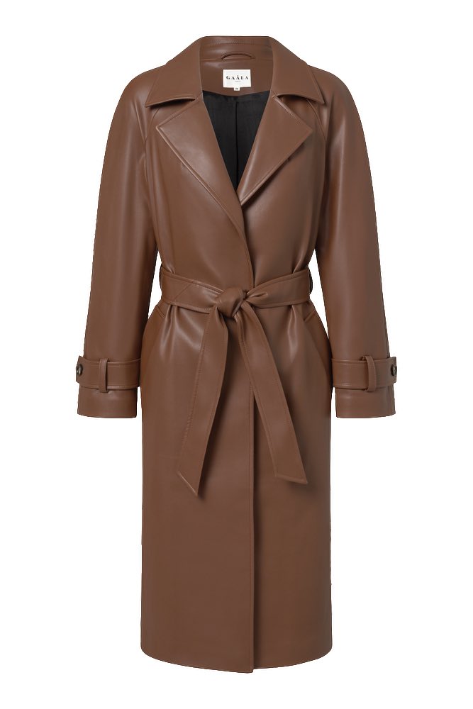 NADINE FAUX LEATHER TRENCH COAT