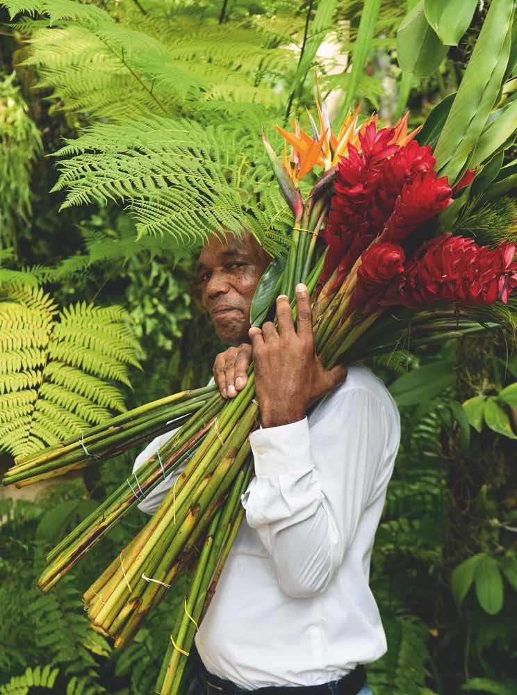 guy with flowers